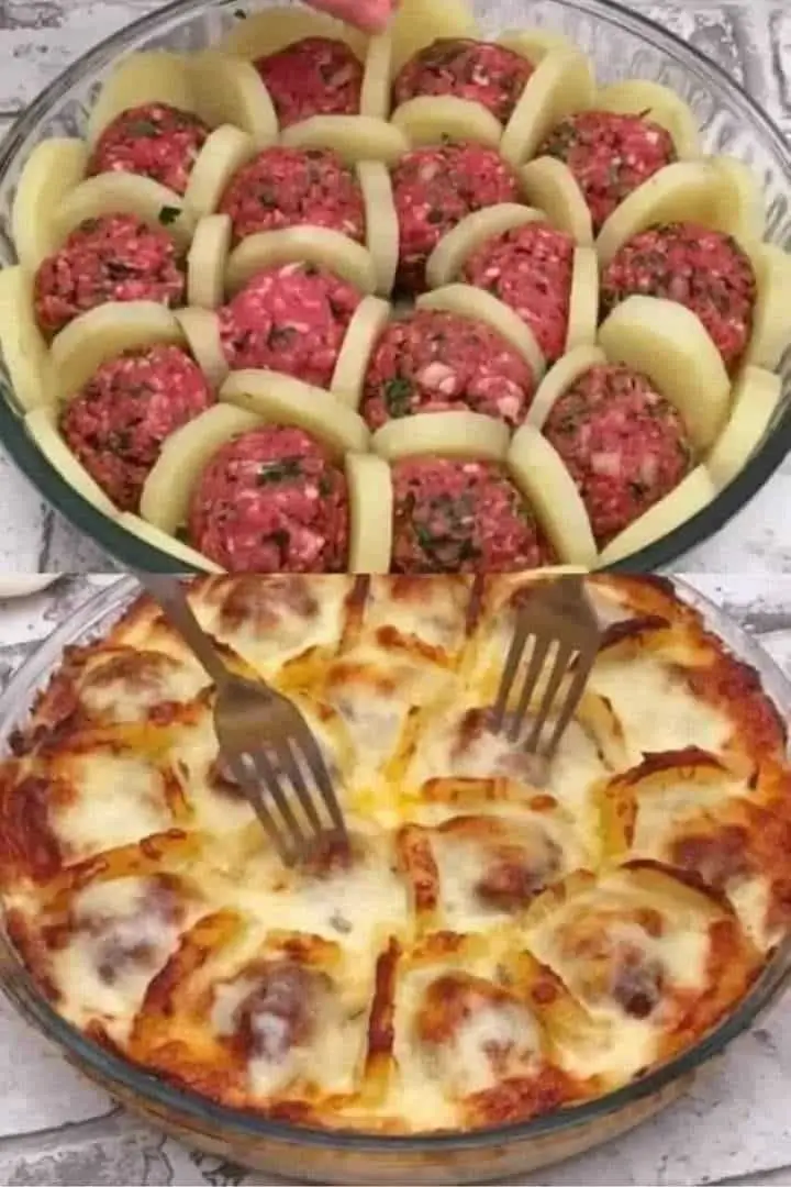 Patate al forno con polpette