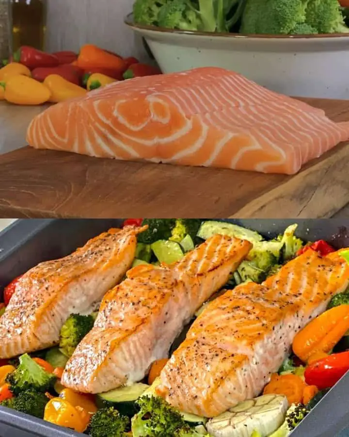 Salmone e verdure arrosto