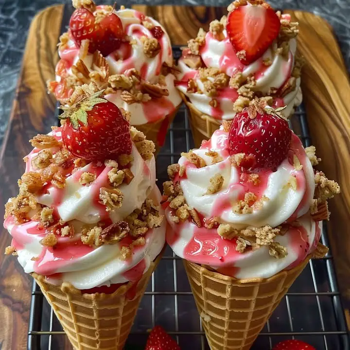 Coni di cheesecake alle fragole