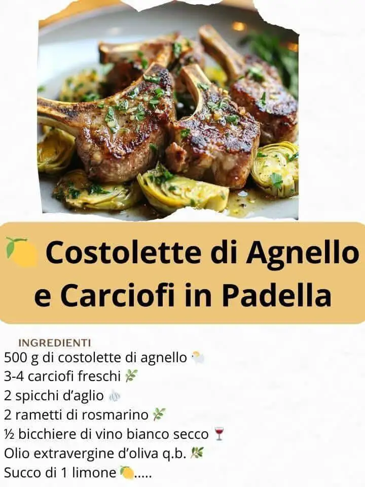 Costolette agnello carciofi padella