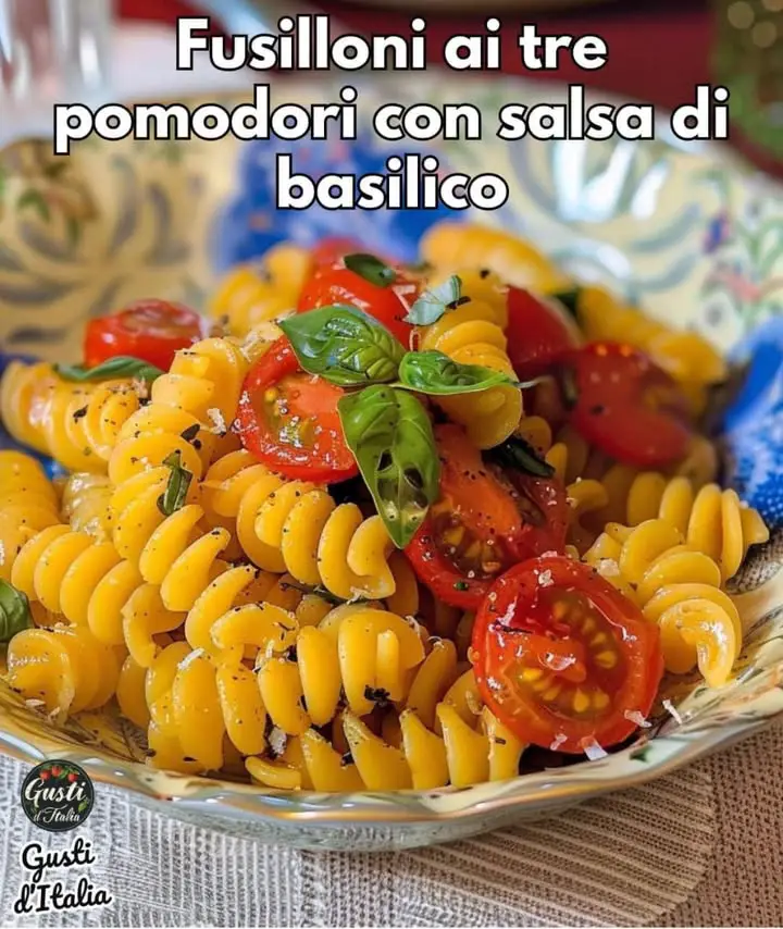 Fusilloni pomodori basilico