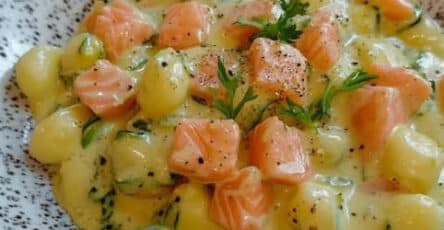 Gnocchetti con zucchine salmone