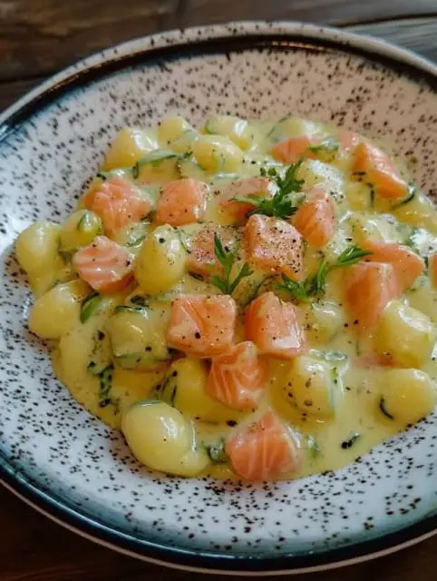 Gnocchetti con zucchine salmone