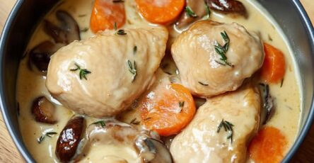 Pollo cremoso con funghi