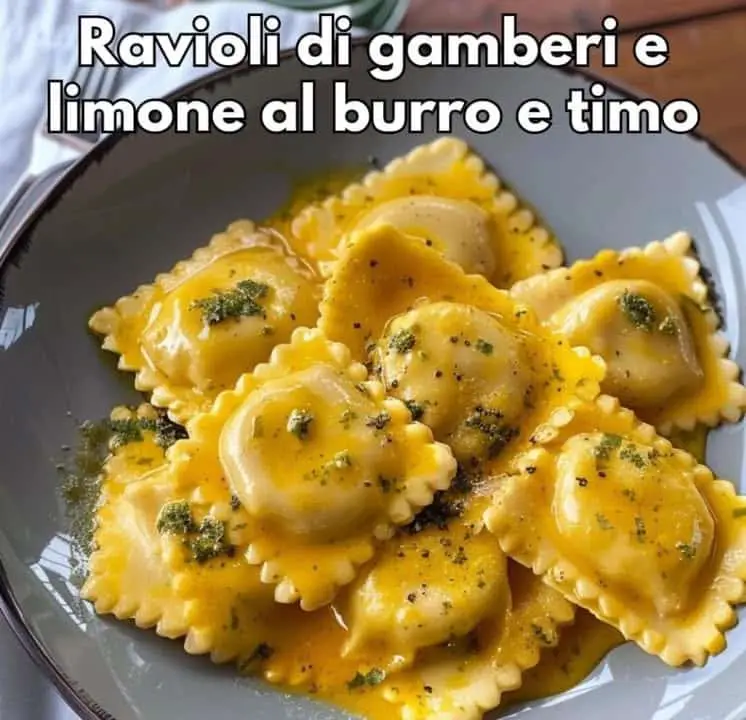 Ravioli di gamberi e limone