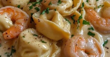 Tortellini al formaggio e gamberi