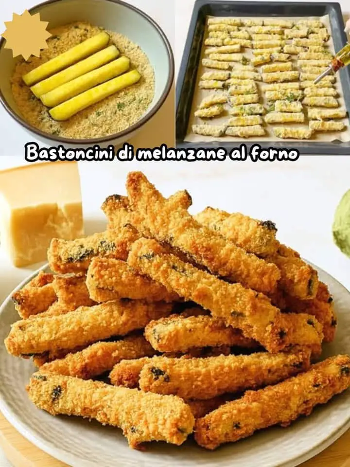 Bastoncini di melanzane al forno