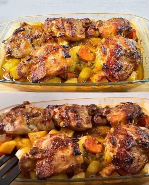 Cosce di pollo e patate