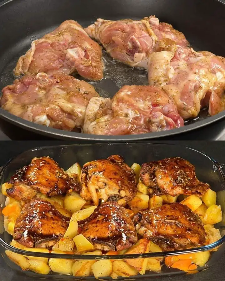 Cosce di pollo patate