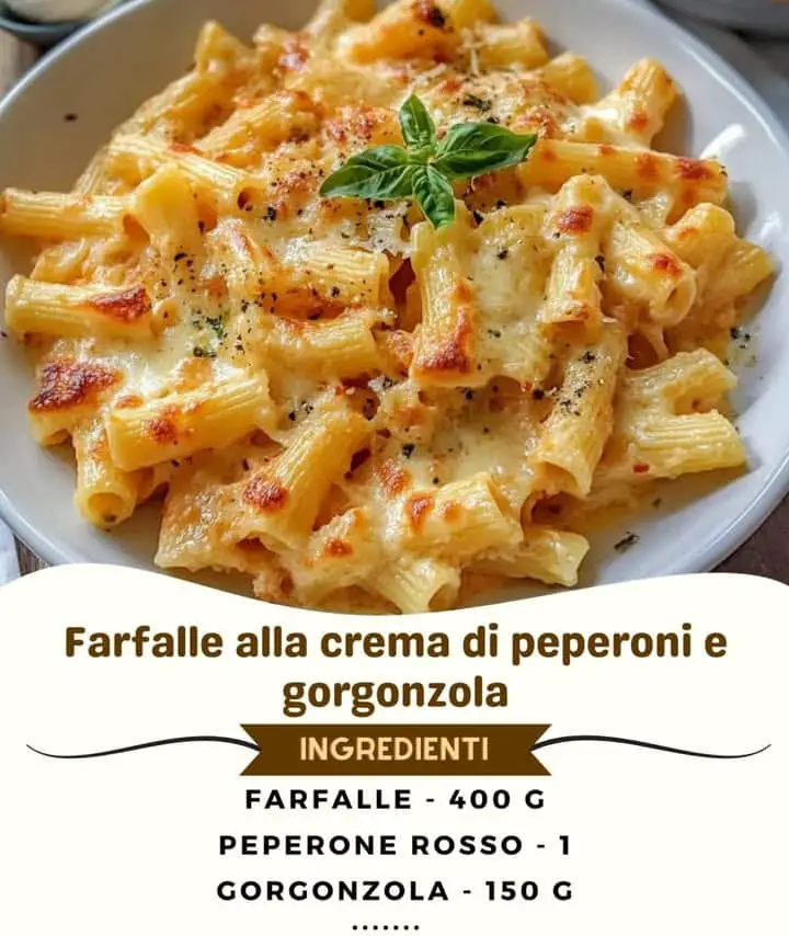 Farfalle crema peperoni gorgonzola