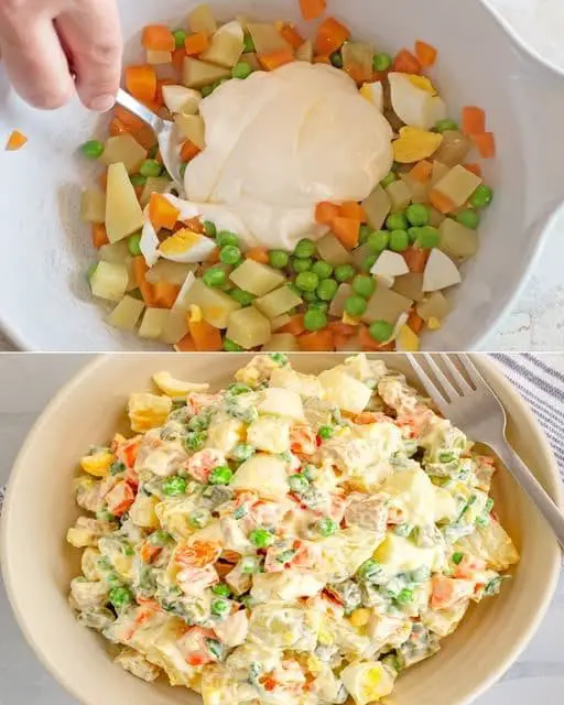 Insalata cremosa patate piselli