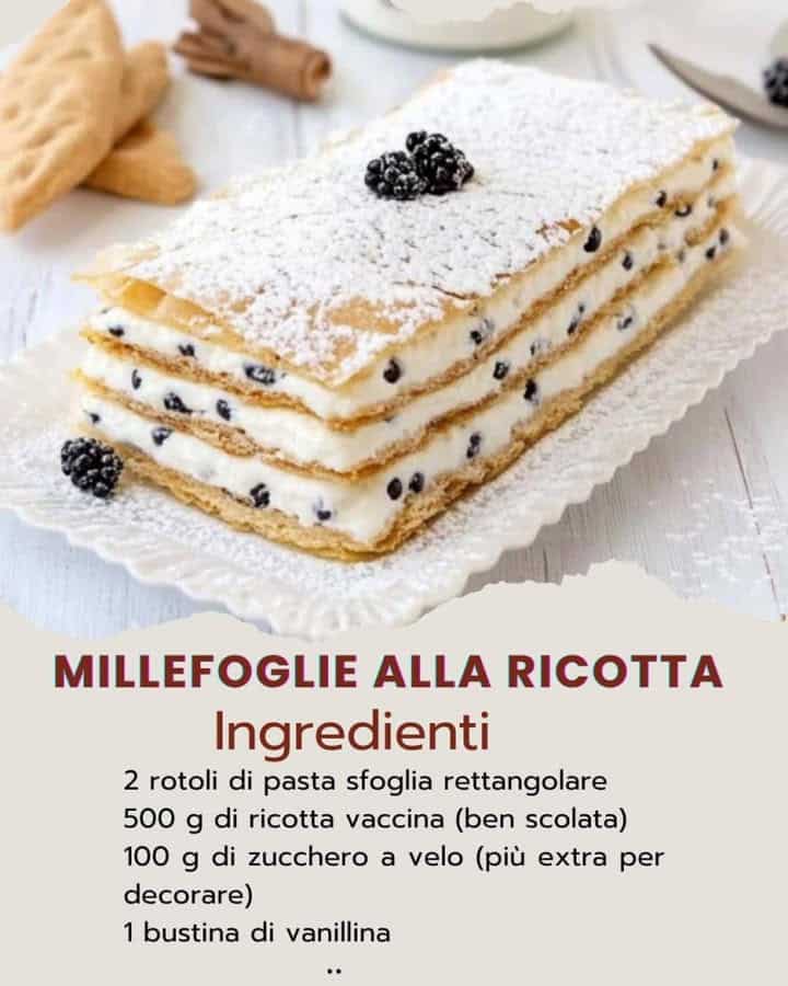 Millefoglie dolce alla ricotta