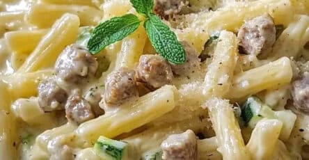 Pasta cremosa con salsiccia