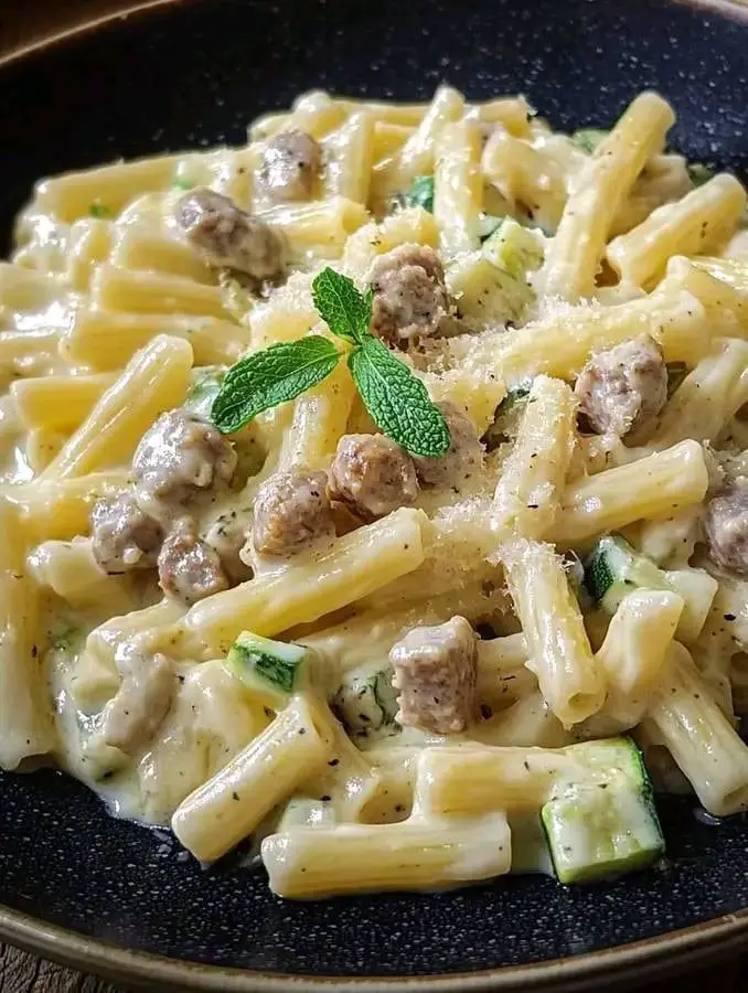 Pasta cremosa con salsiccia