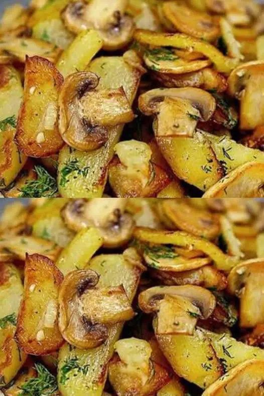 Patate e funghi in padella