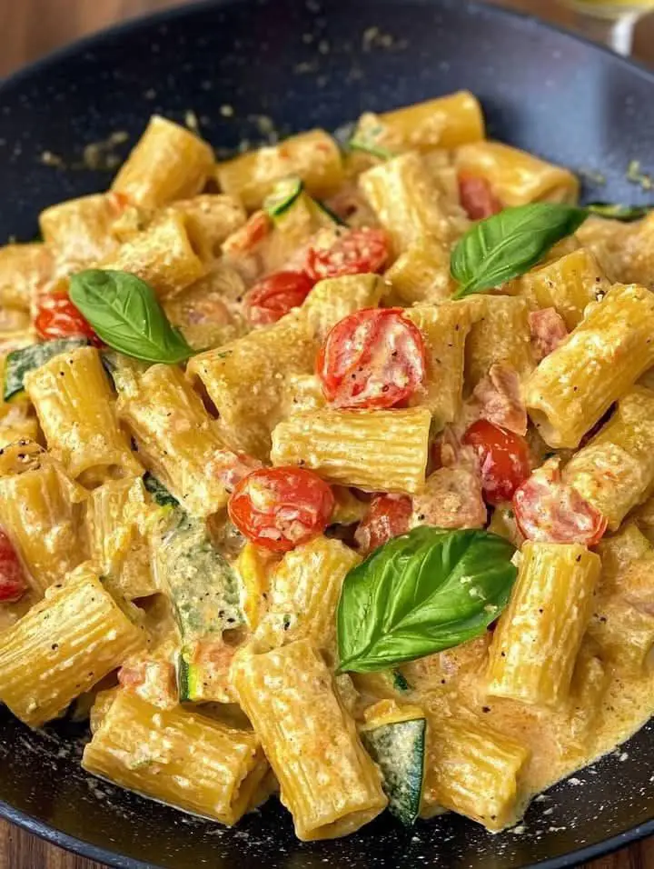 Rigatoni con zucchine e pomodorini