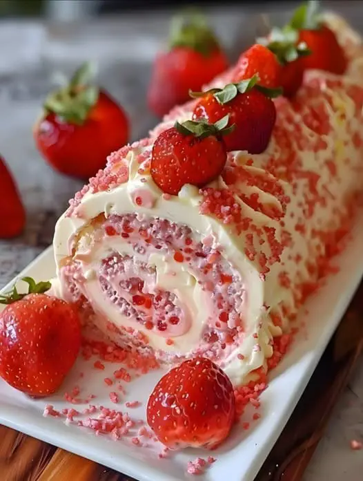 Rotolo di compleanno fragole