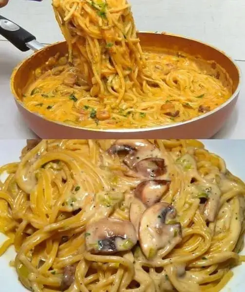 Spaghetti con funghi freschi