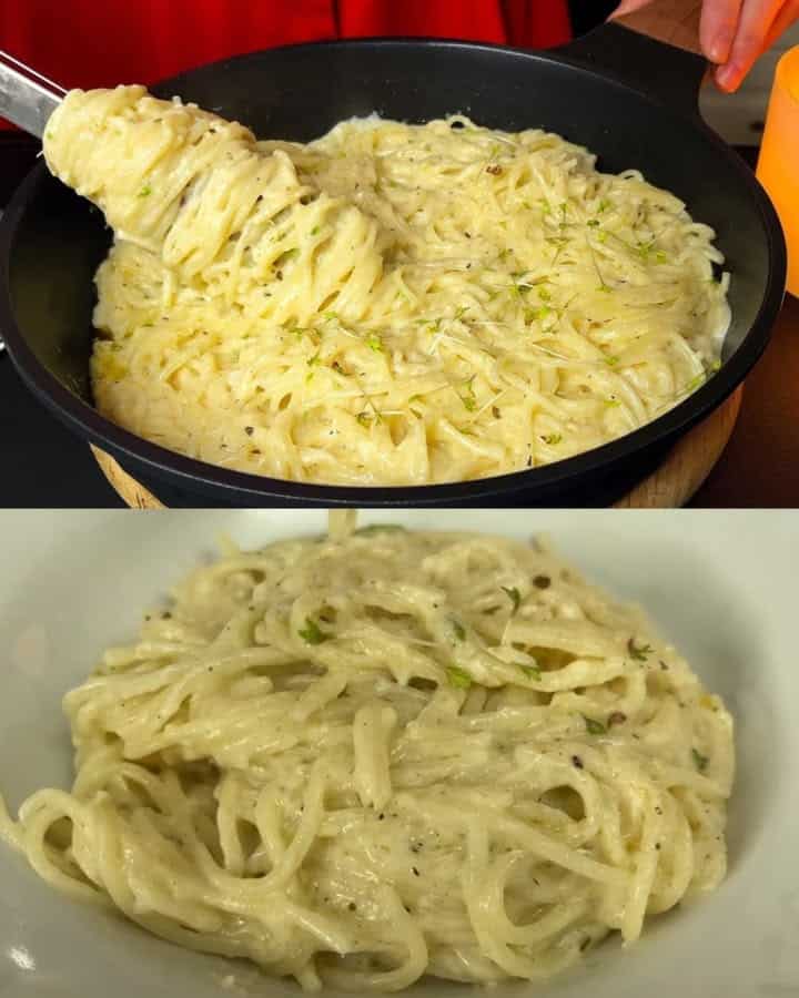 Spaghetti cremosi all'aglio