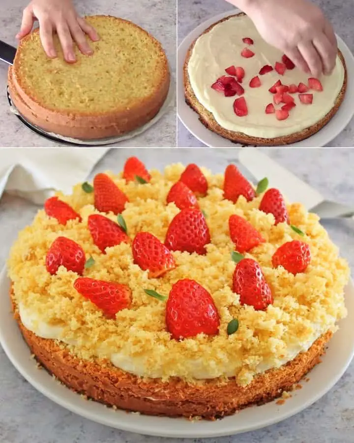 Torta mimosa con fragole