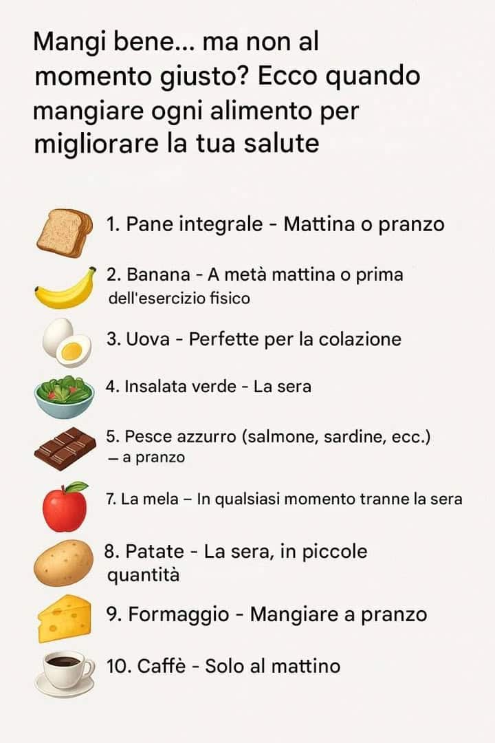 momento giusto alimentazione